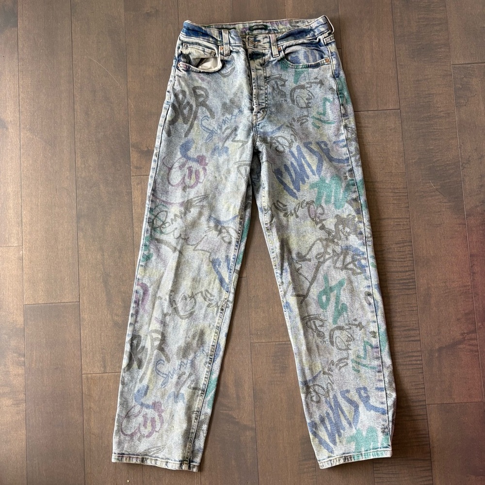 Graffiti Print Baggy Jeans